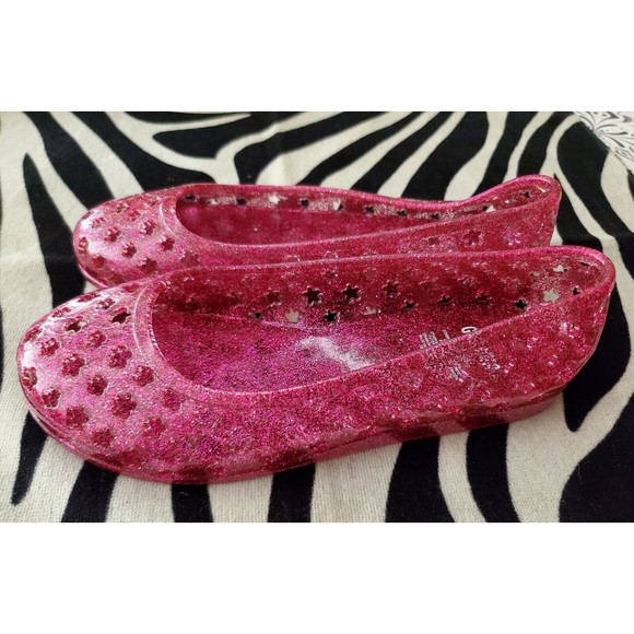 Pretty Gymboree Pink Glitter Star Jelly Slides Shoes Flats Toddler Girls Size 12 - Picture 6 of 9